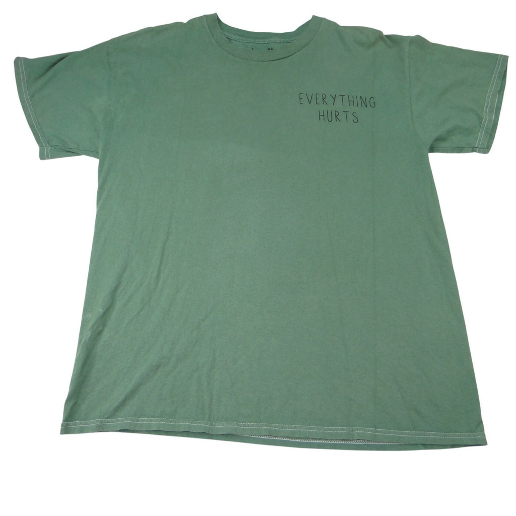 Threadless T Shirt Everything Hurts Grim Reaper Graphic Print Green Size M