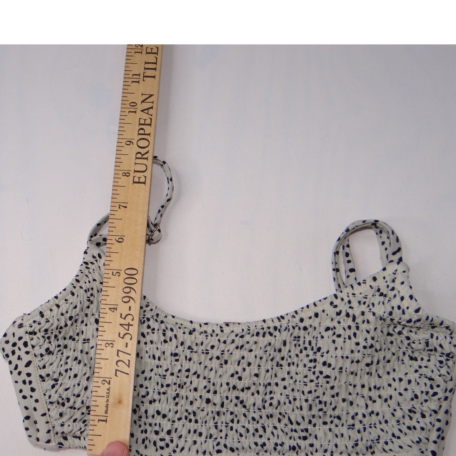 Xhilaration Smocked Dot Print Bikini Top Bandeau Swimwear Size M