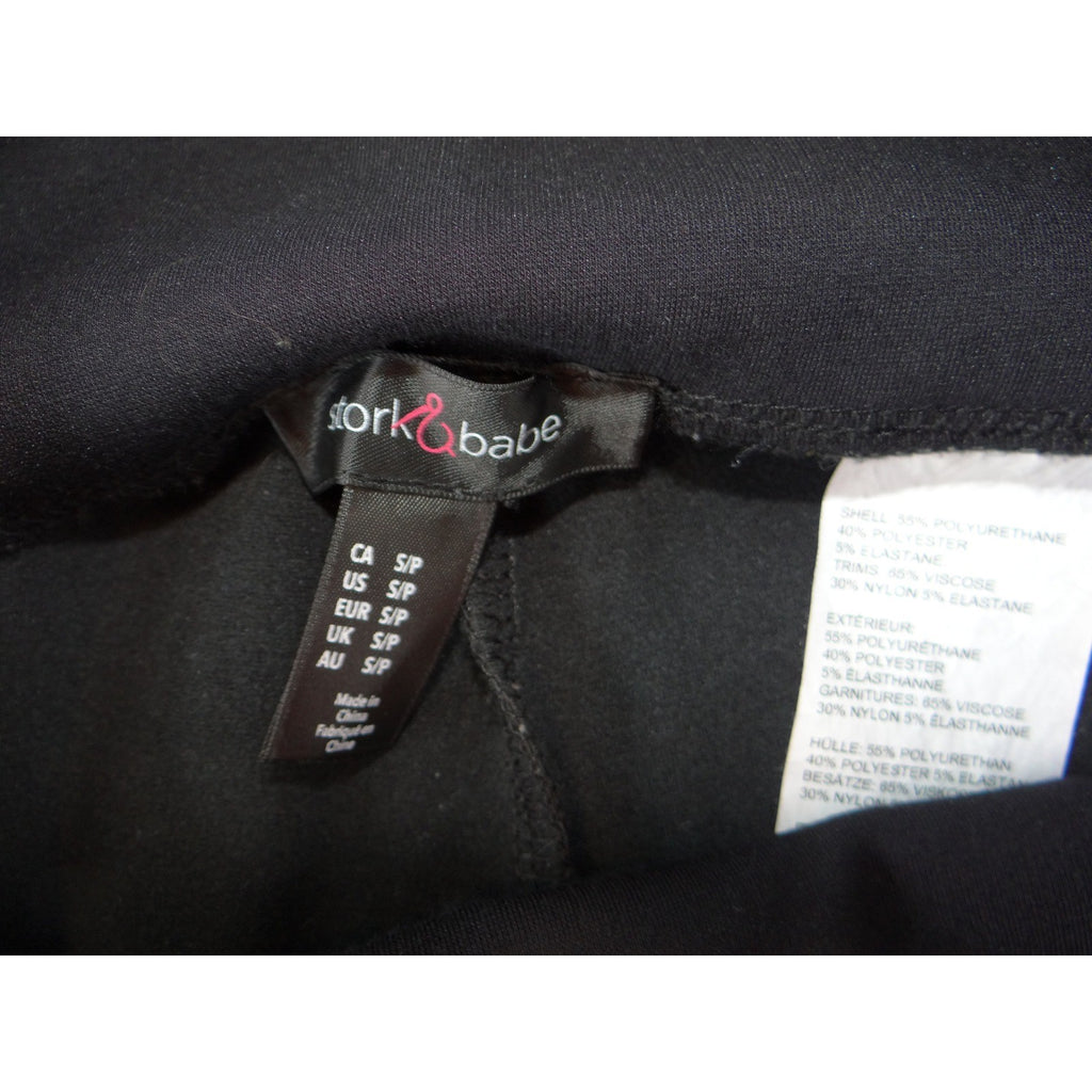Stork & Babe Womens Maternity Faux Leather Leggings Black Skinny Size S/P 2598