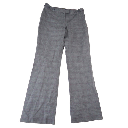 Alfani Womens Gray Purple Glen Plaid Wide Leg Wool Blend Dress Pants Size 10