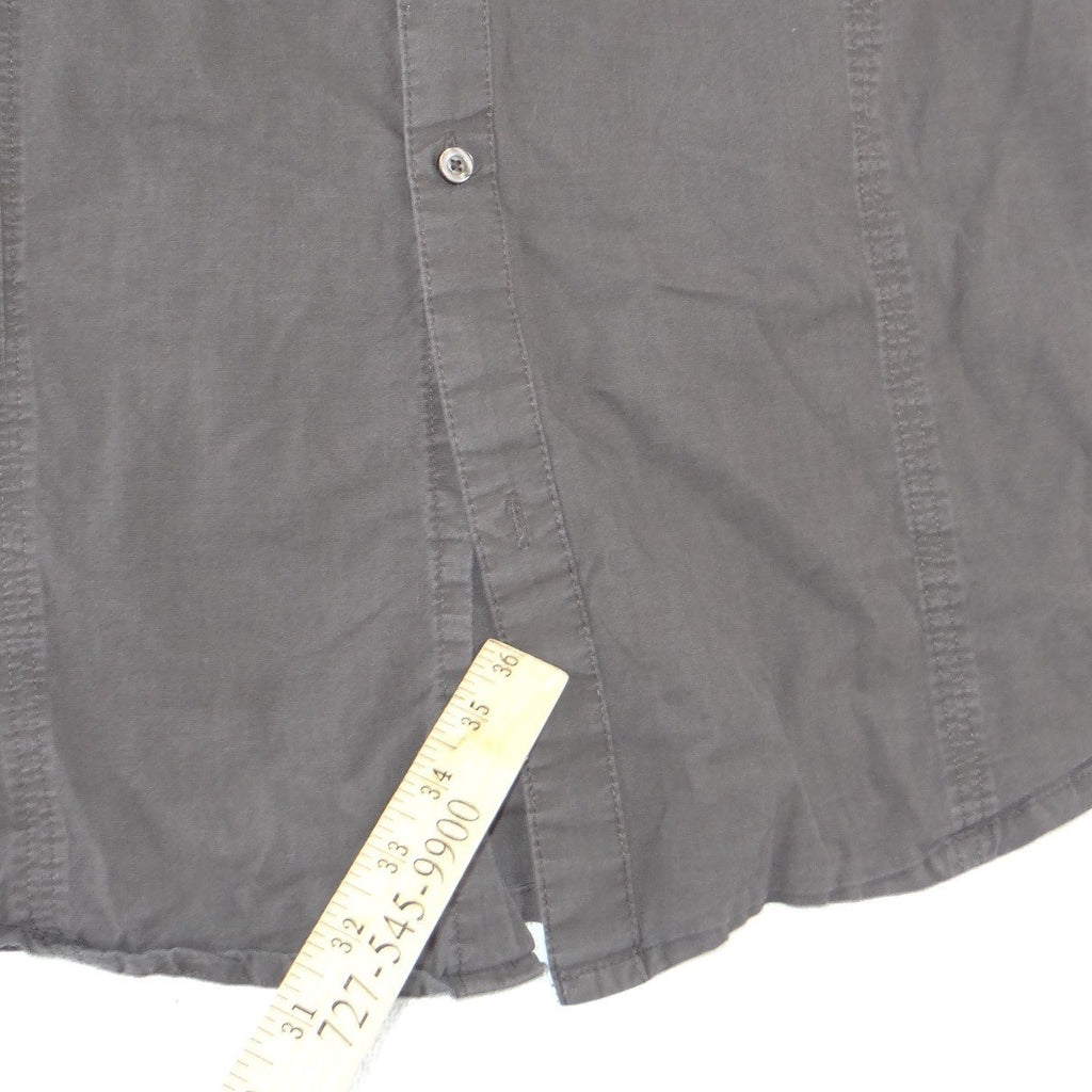 J.Ferrar Mens Charcoal Gray Brown Roll Tab Long Sleeve Button Down Shirt