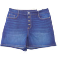NWT-Nine West Womens High Rise Button Fly Denim Shorts Dark Wash Rinse