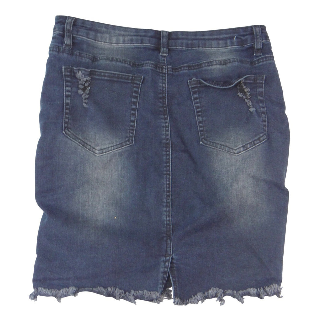 American Bazi Black Distressed Lace Up Denim Mini Skirt Womens Large