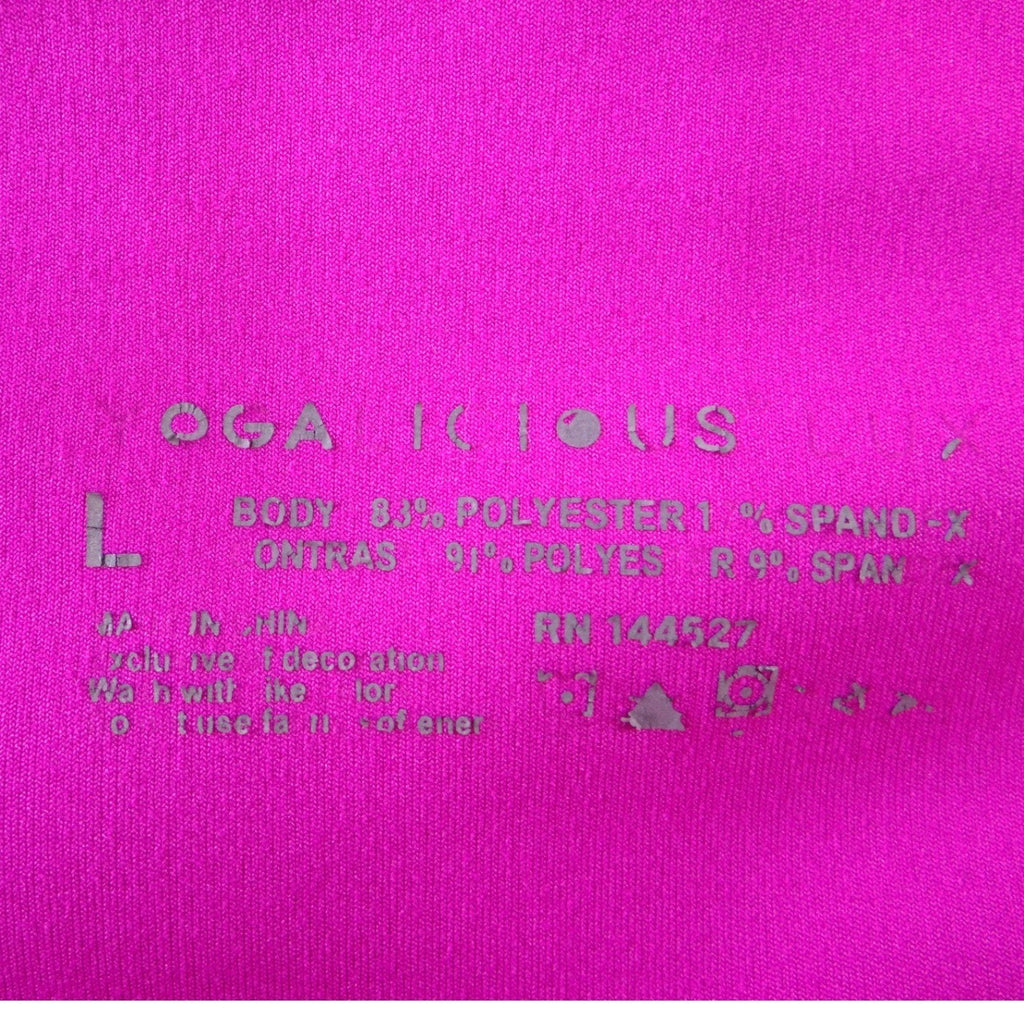 Yogalicious Lux Womens High Waisted Biker Shorts Magenta Pink Size L