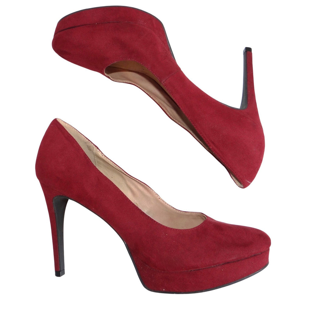 Chinese Laundry Burgundy Red Faux Suede Platform Pumps Stiletto Heels Womens 8.5