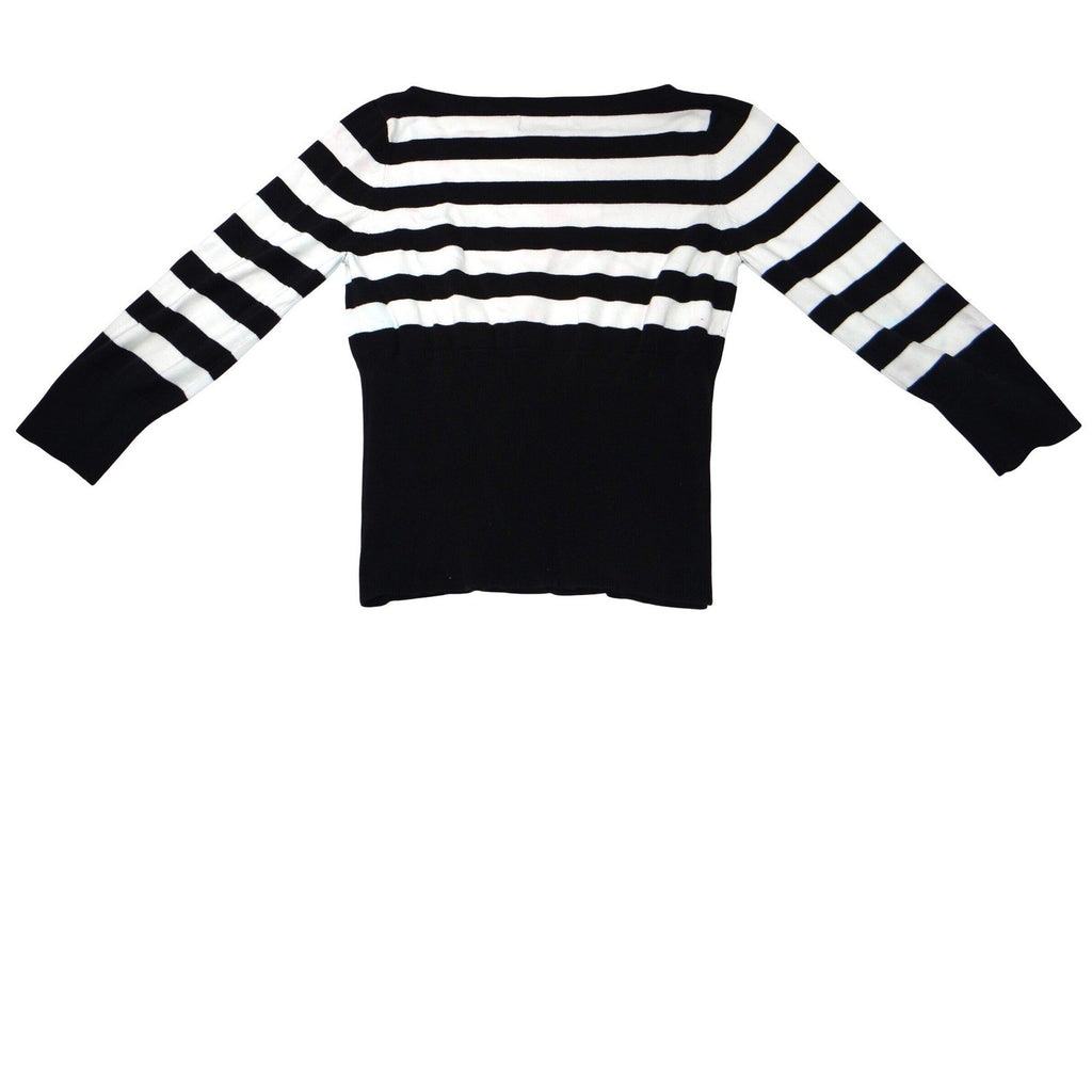 GEORGE ME Designs by Mark Eisen B&W Striped Long Sleeve Sweater Top Womens L