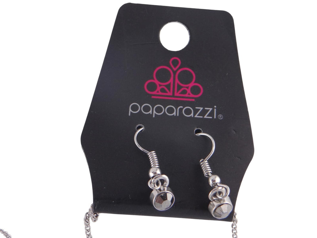 Elegant Black & Silver Teardrop Necklace with Matching Earrings