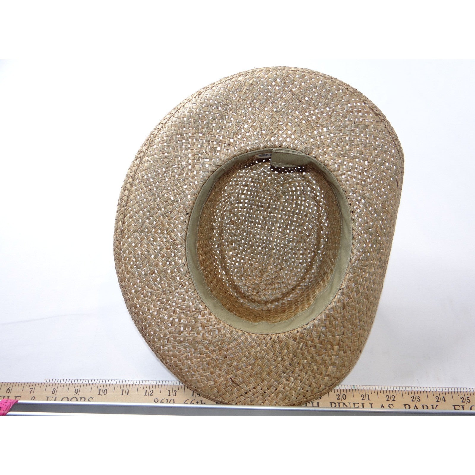 Womens Straw Cowboy Hat Woven Patterned Band Made in USA Small