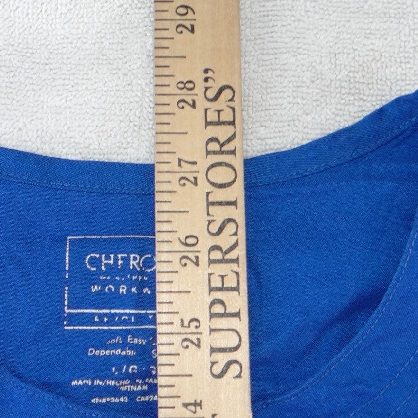 Cherokee Workwear Womens Royal Blue Snap Front Scrub Jacket Size Large