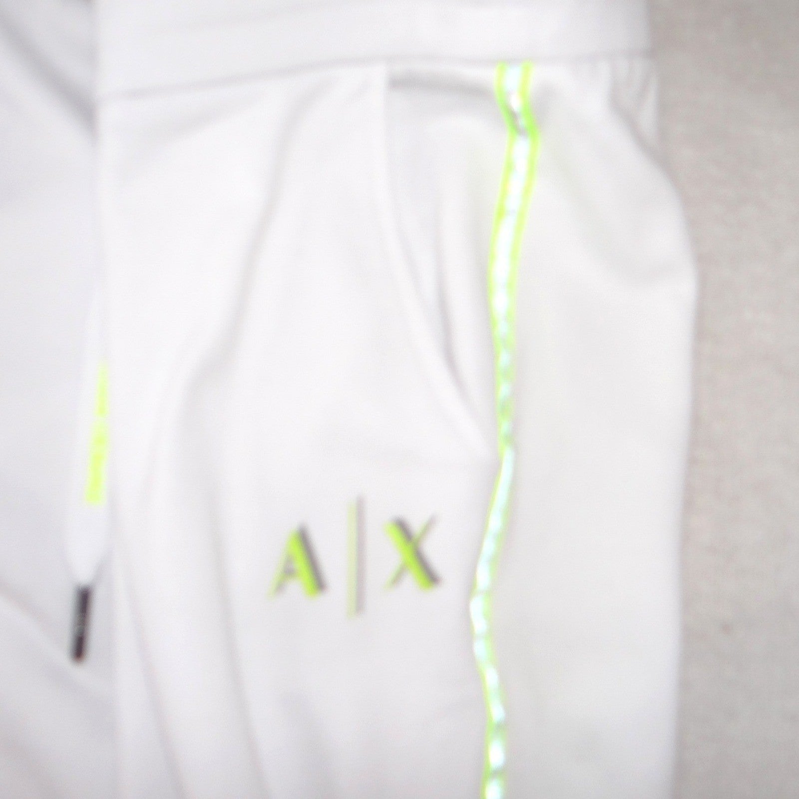 Armani Exchange Mens White Jogger Sweatpants Lime Green Side Stripe Logo