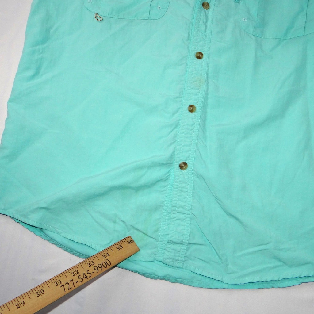 Vintage Magellan Outdoors Mens Teal Short Sleeve Button Up Fishing Shirt Large