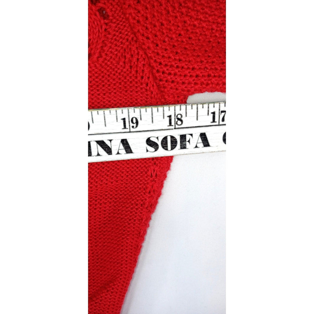 Vintage Barry & Me Red Knit Cropped Short Sleeve Sweater Women USA Made
