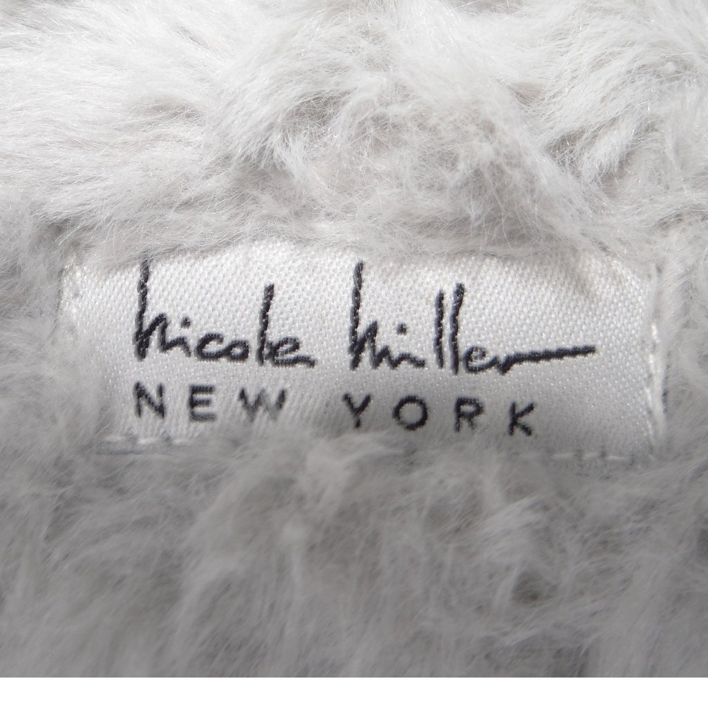 Nicole Miller New York Womens Faux Fur Criss Cross Slippers Grey Size M 6.5-7.5