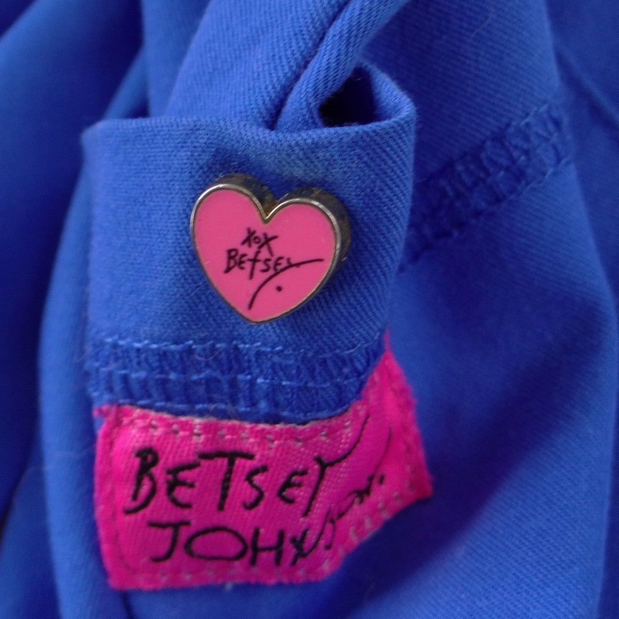 Betsey Johnson Women Royal Blue Scrub Pants Cargo Elastic Drawstring L