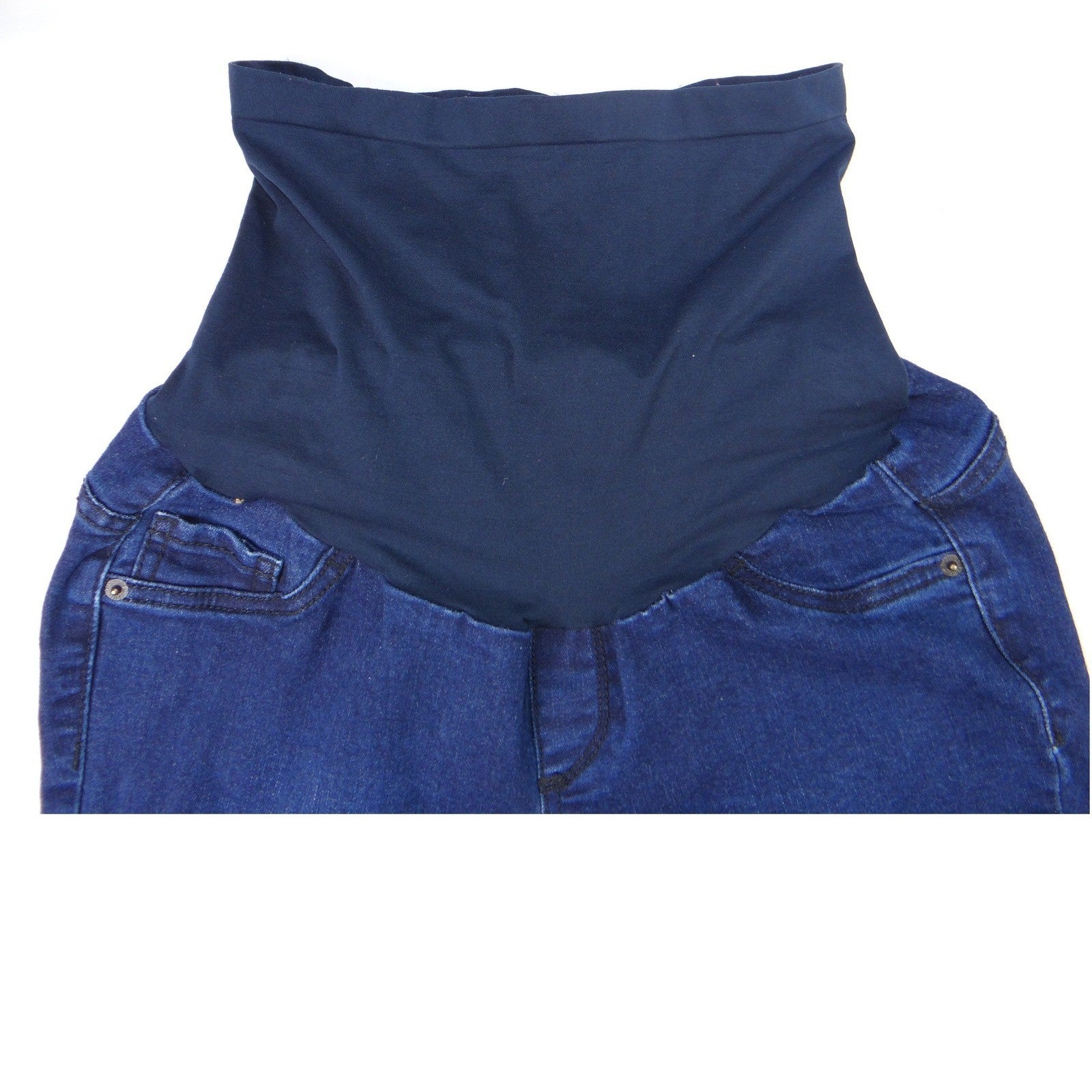 Indigo Blue Maternity Jeans Dark Wash Stretchy Full Panel Skinny Leg Size M/L
