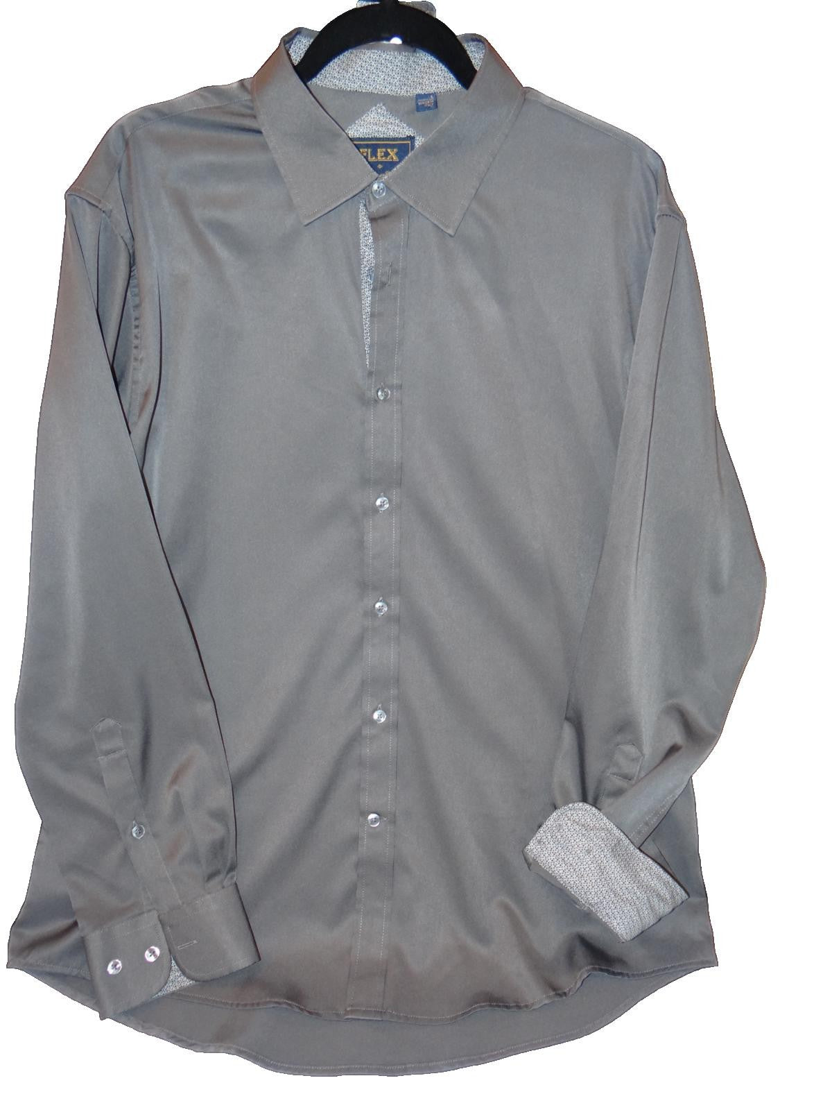 Flex Men's Luxury Collection Dress Shirt - Gray, Size Large
