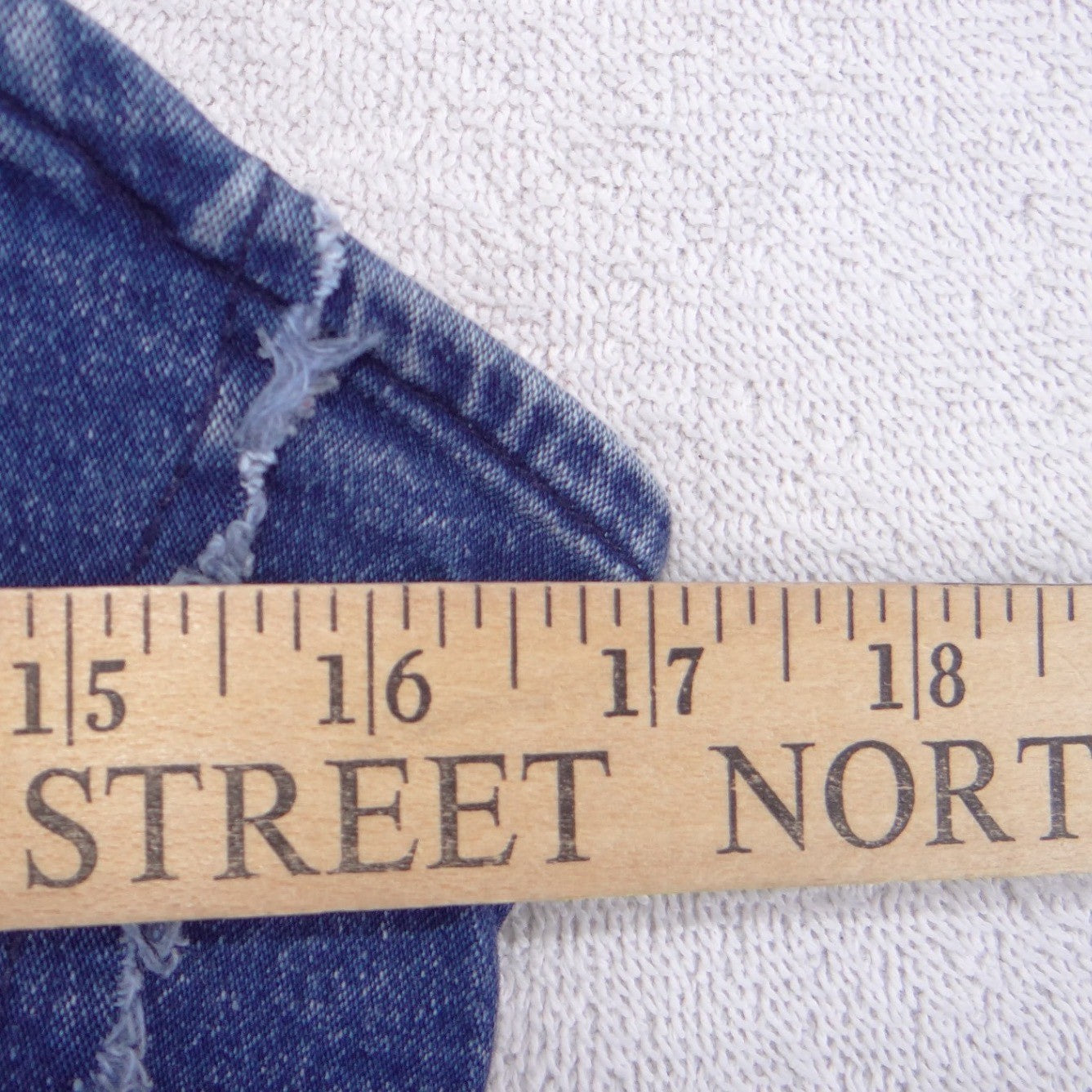 Thrill Jeans Blue Denim Corset Crop Top Frayed Seams Back Zip XL