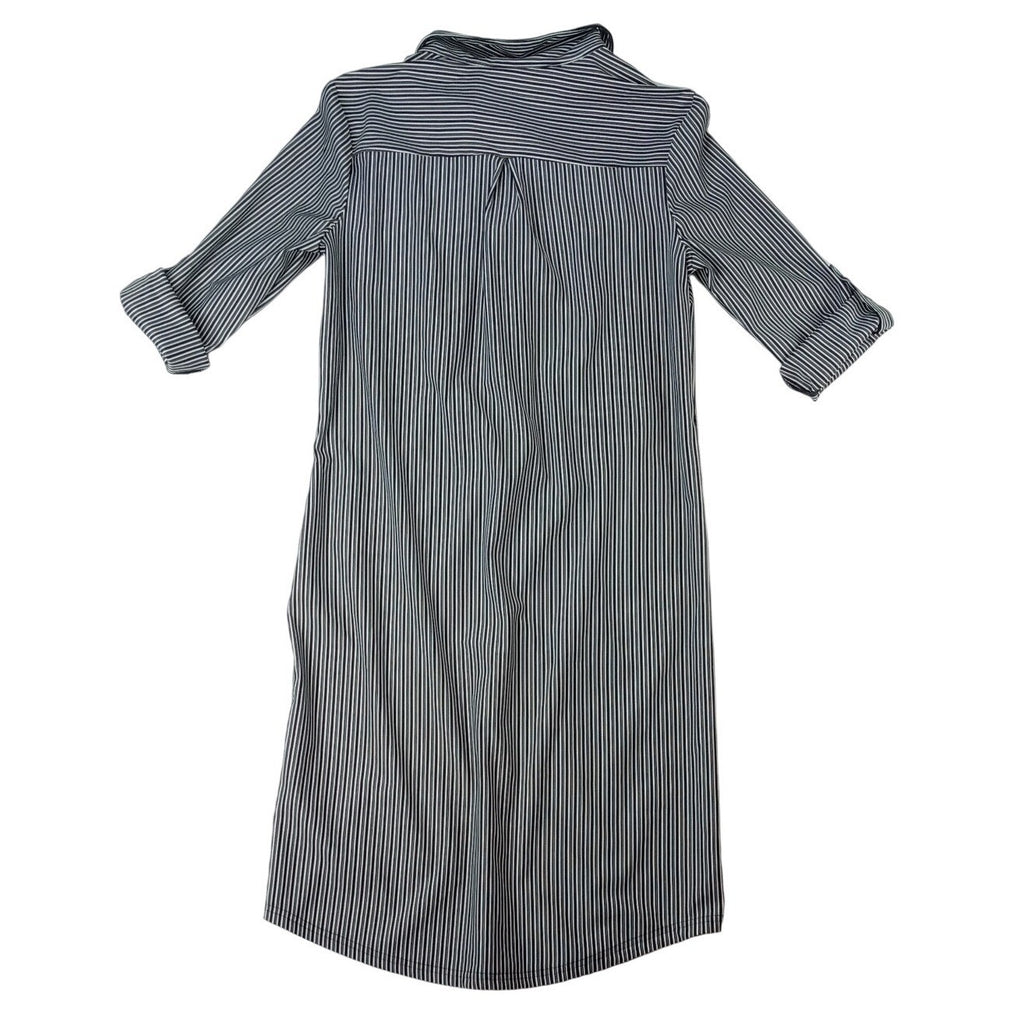 Mile Gabrielle Striped Shirt Dress Button Down Roll Sleeves Midi Womens Sz Small