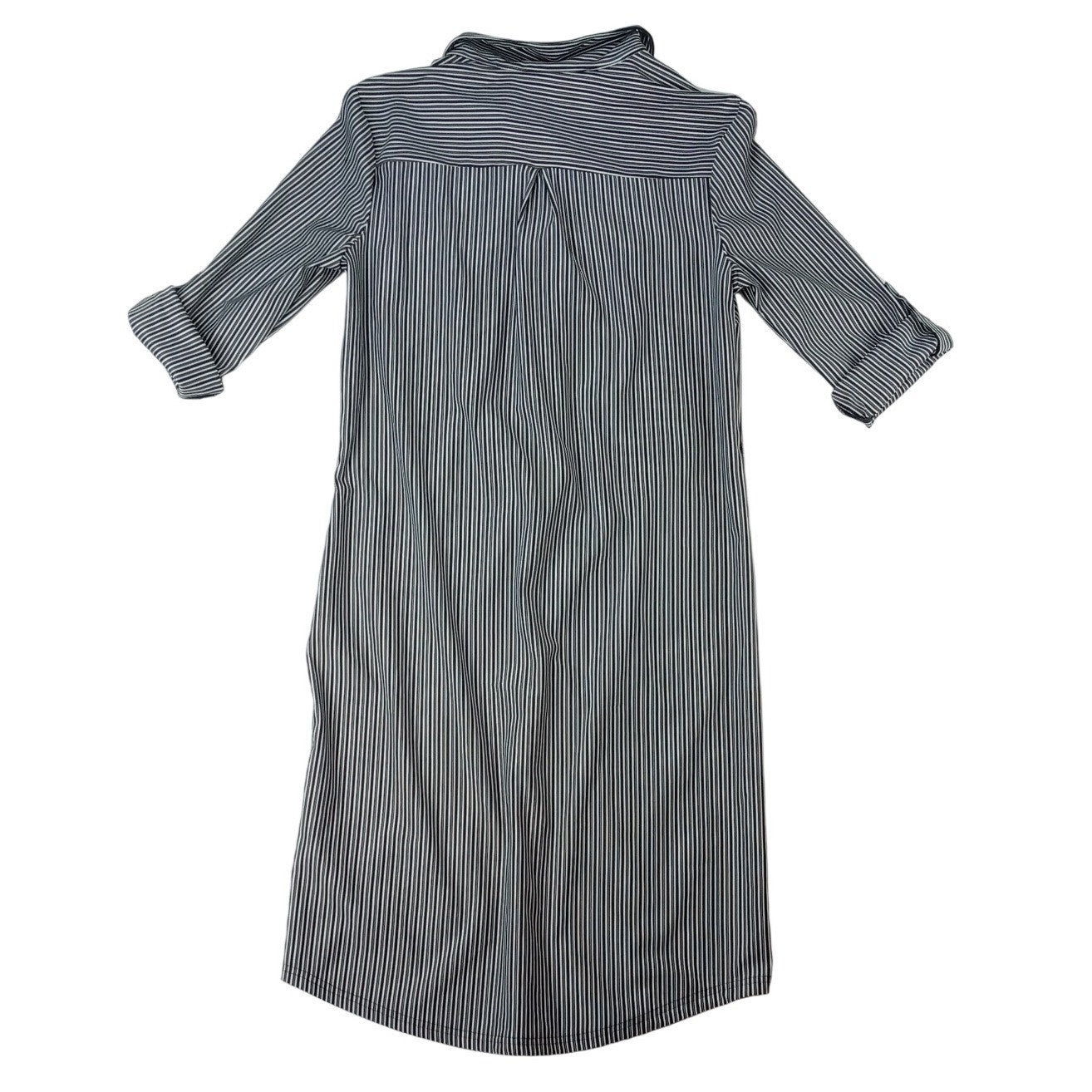 Mile Gabrielle Striped Shirt Dress Button Down Roll Sleeves Midi Womens Sz Small