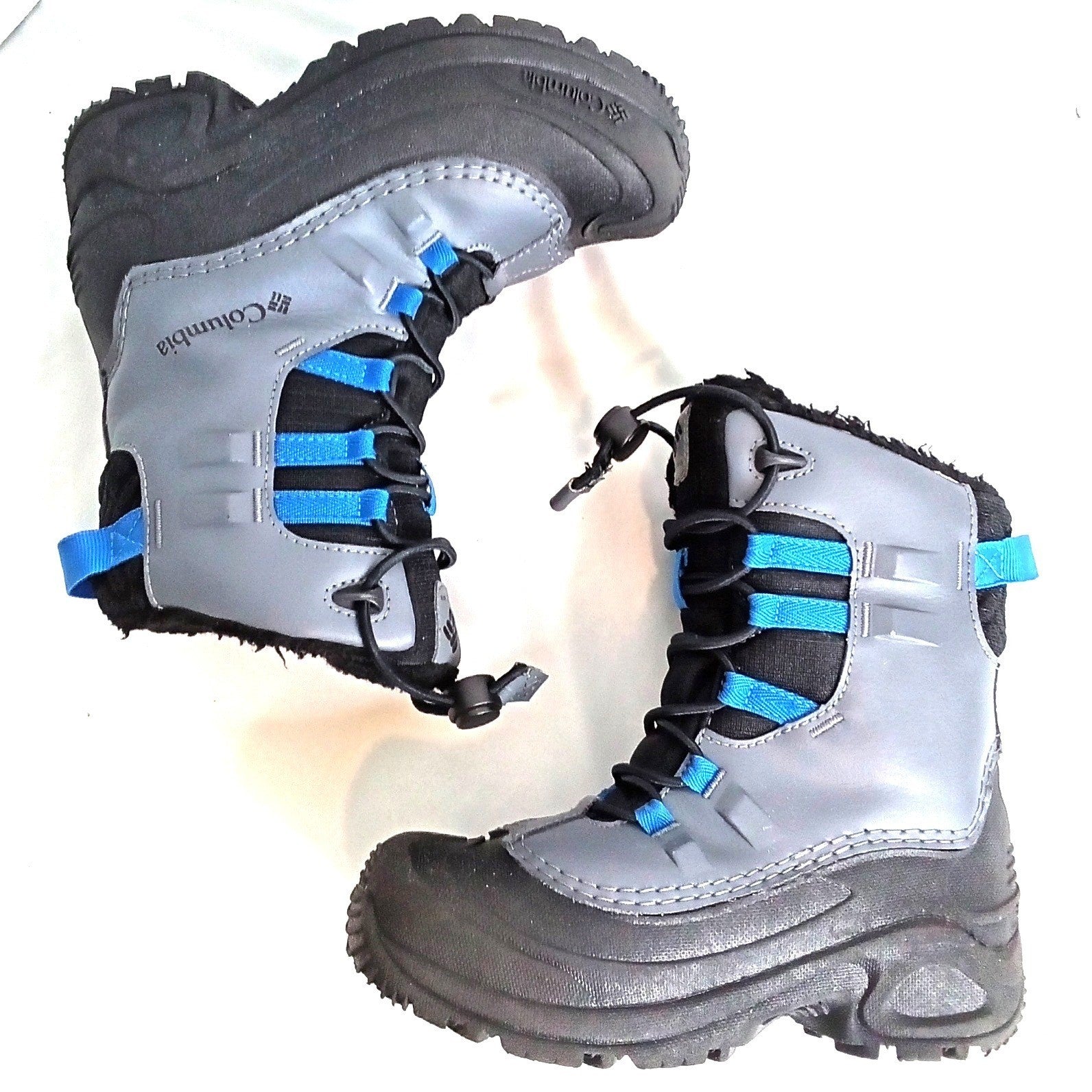 Columbia Kids Waterproof Snow Boots Grey Black Blue Omni-Heat Size 1