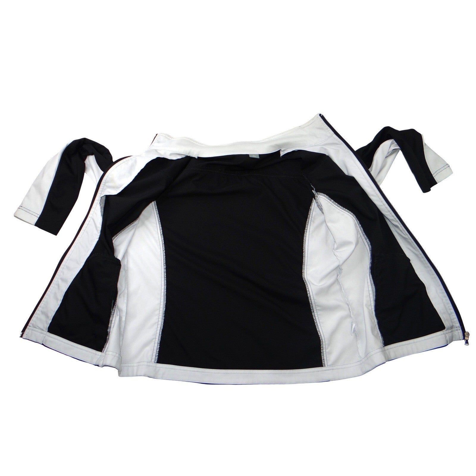 Womens Black White Colorblock Full Zip Track Jacket Size Large Athletic