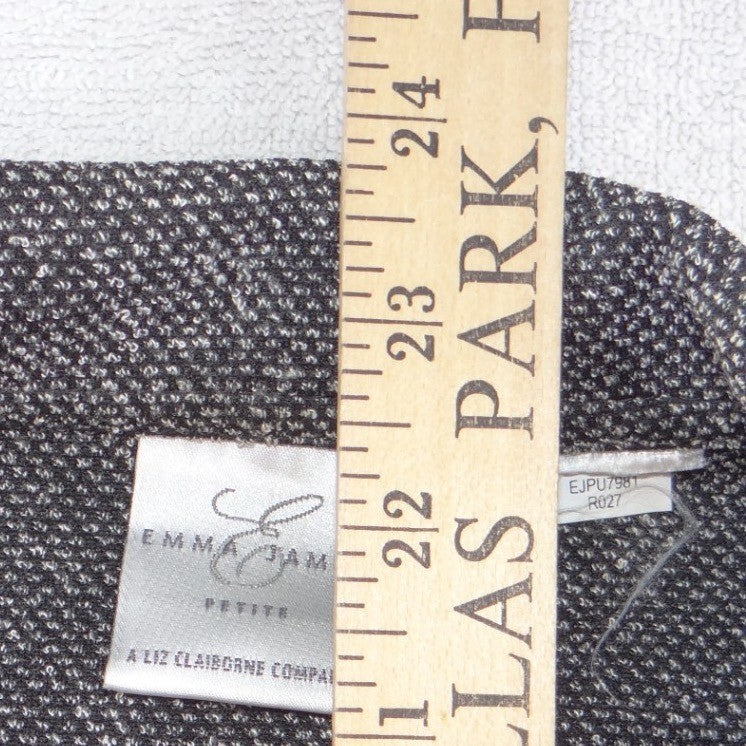 Emma James Petite Grey Textured Zip-Up Jacket Liz Claiborne Size P