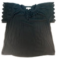 Chelsea Theodore Woman Plus Size 1X TG Black Lace Neck Flutter Sleeve Top