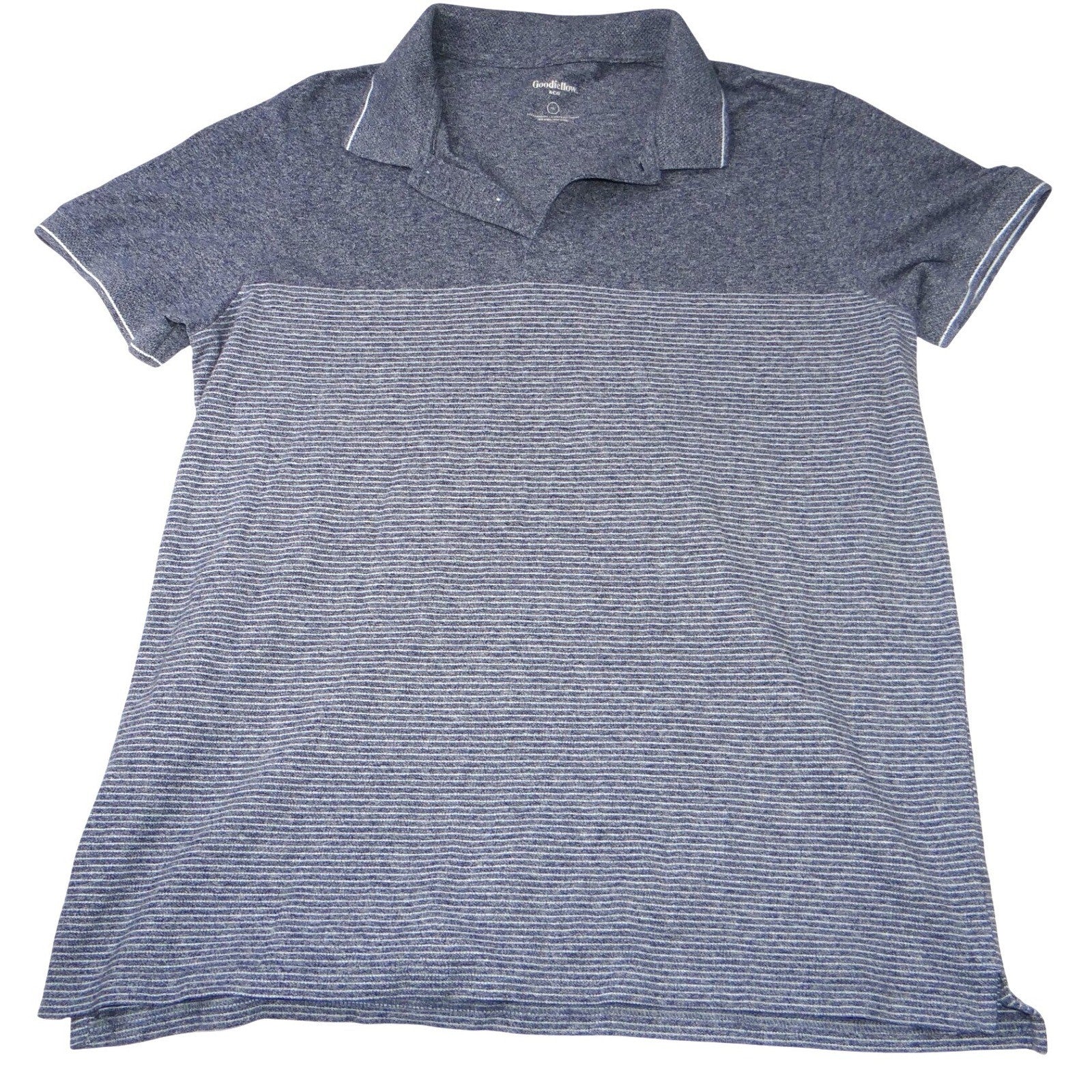 Goodfellow & Co Mens Standard Fit Heathered Stripe Polo Shirt Blue XL