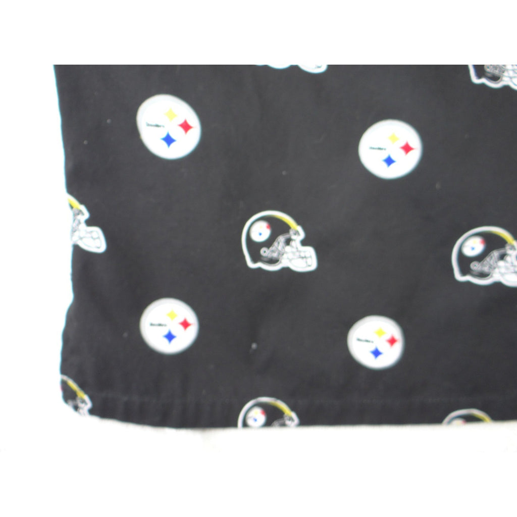 NFL Team Apparel Pittsburgh Steelers Scrub Top Womens Black V-Neck Logo Print L