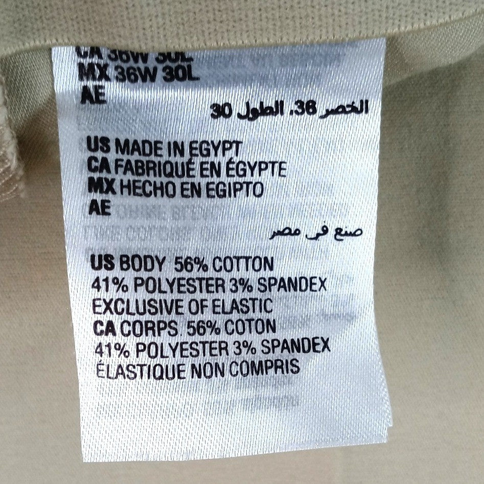 Alfani Mens Tan Flat Front Chino Pants Size 36W 30L Cotton Blend