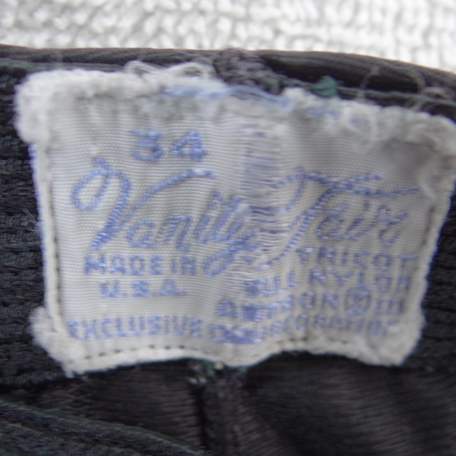 Vintage Vanity Fair Black Nylon Tricot Pajama Pants Made in USA Size 34 -Small