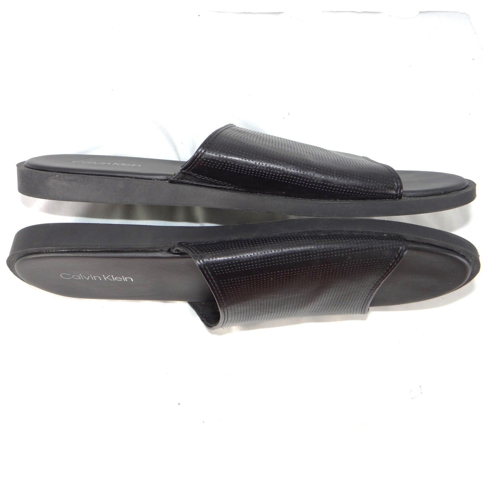 Calvin Klein Mens Black Micro Perforated Slide Sandals Size 12 US 46 EUR