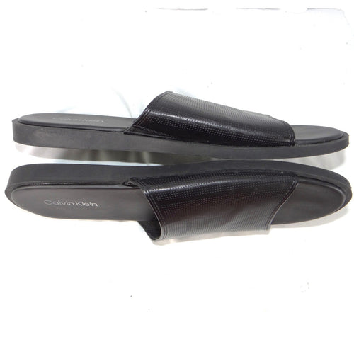 Calvin Klein Mens Black Micro Perforated Slide Sandals Size 12 US 46 EUR