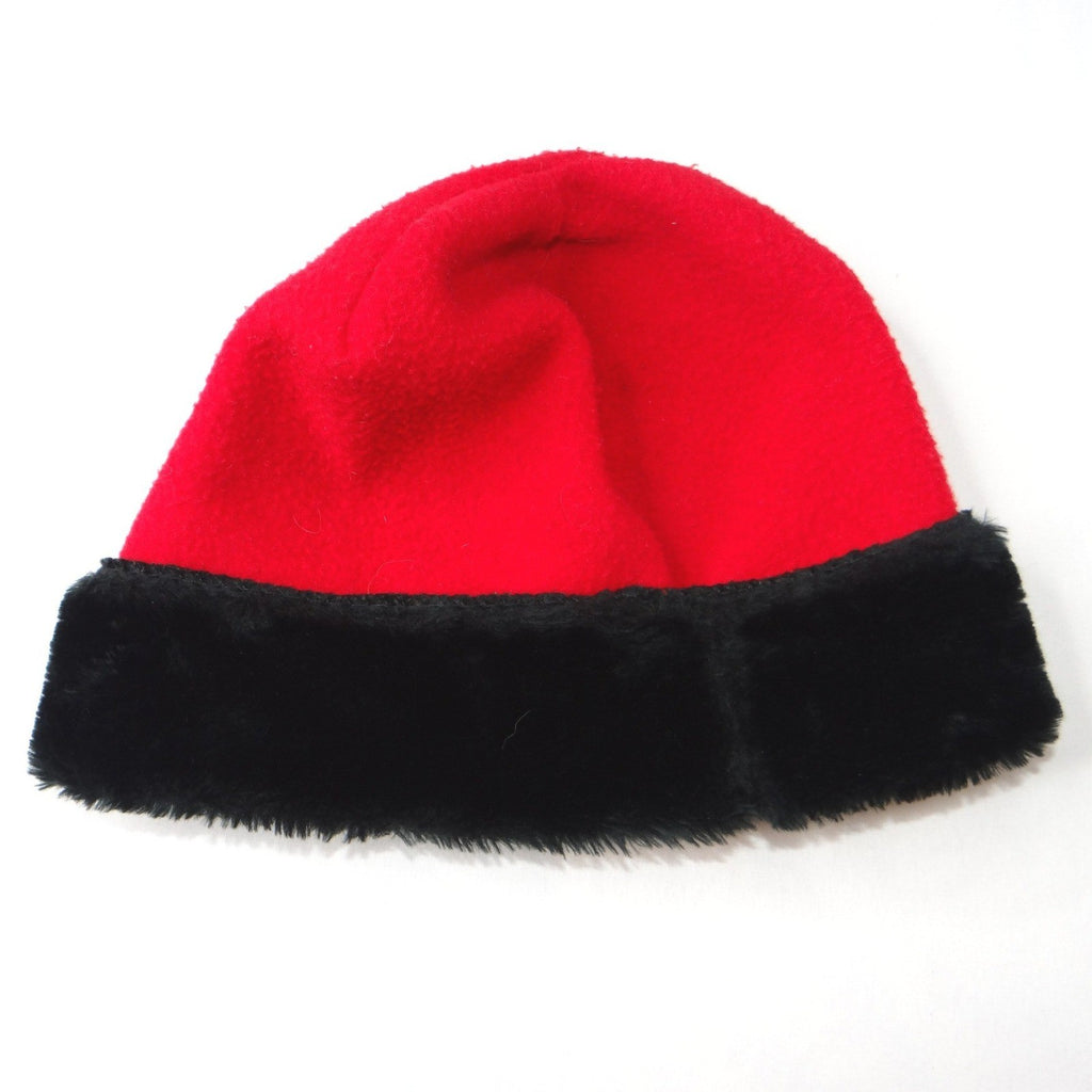 Vintage Kathleen for Sweet Herb Red Fleece Hat and Scarf Set Black Trim