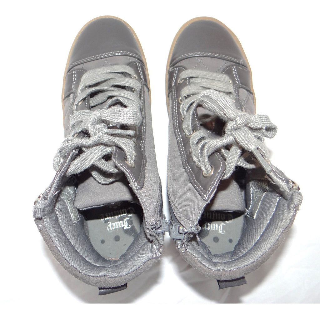 Juicy Couture Womens Grey Quilted High Top Sneakers Side Zip Shoes Size 6.5