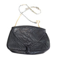 Vintage Black Leather Patchwork Shoulder Bag Gold Chain Snakeskin Strap