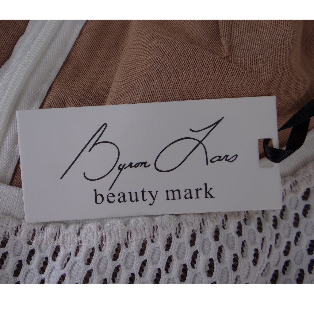 NWT-Byron Lars Beauty Mark White Mesh Honeycomb Fit and Flare Dress Size 6