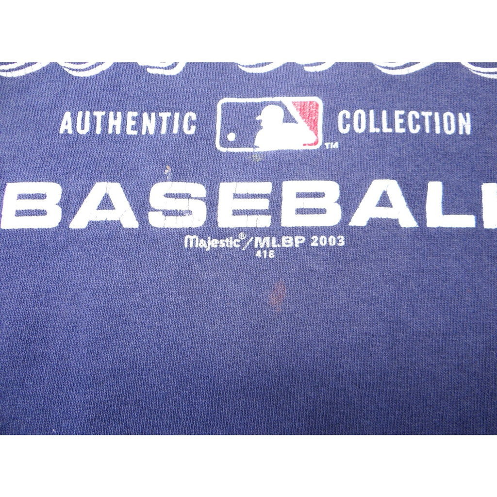 Majestic MLB 2003 Playoffs New York Yankees Baseball TShirt Mens Read Distressed