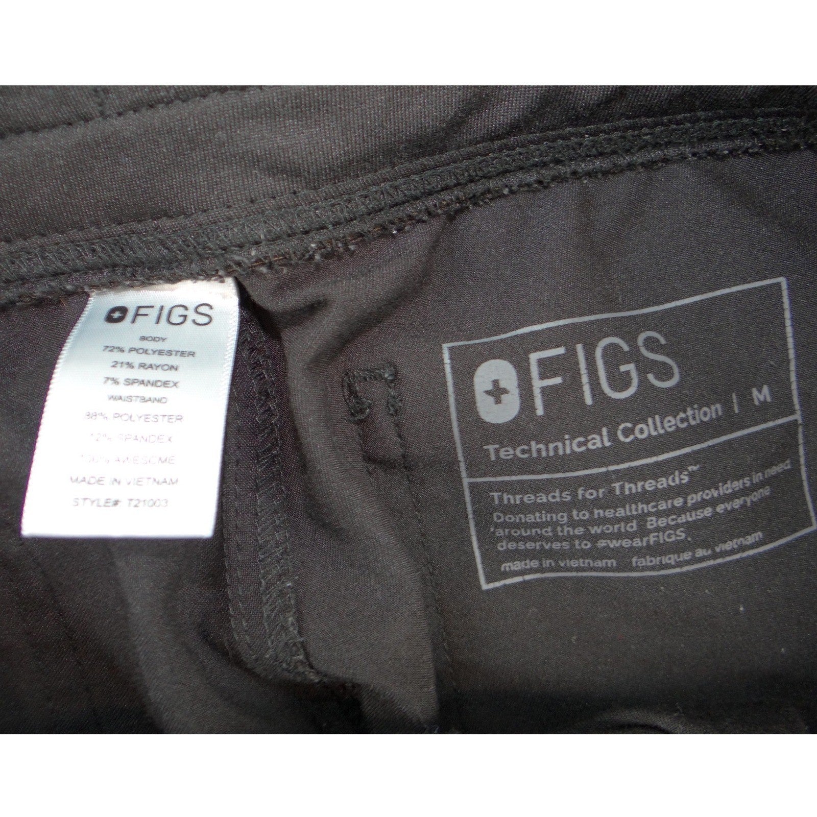Figs Technical Collection Black Scrub Pants  Mens Medium Straight Leg