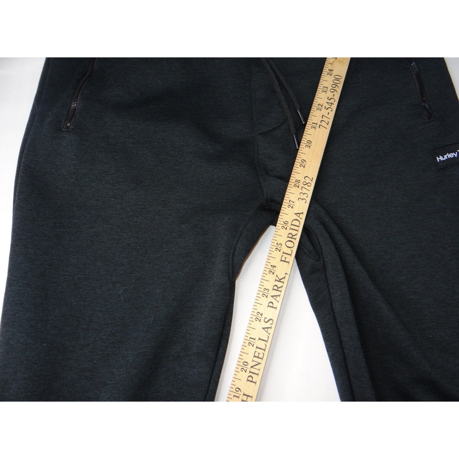 Hurley Black Jogger Sweatpants Athletic Lounge Drawstring Zipper Pockets Size L