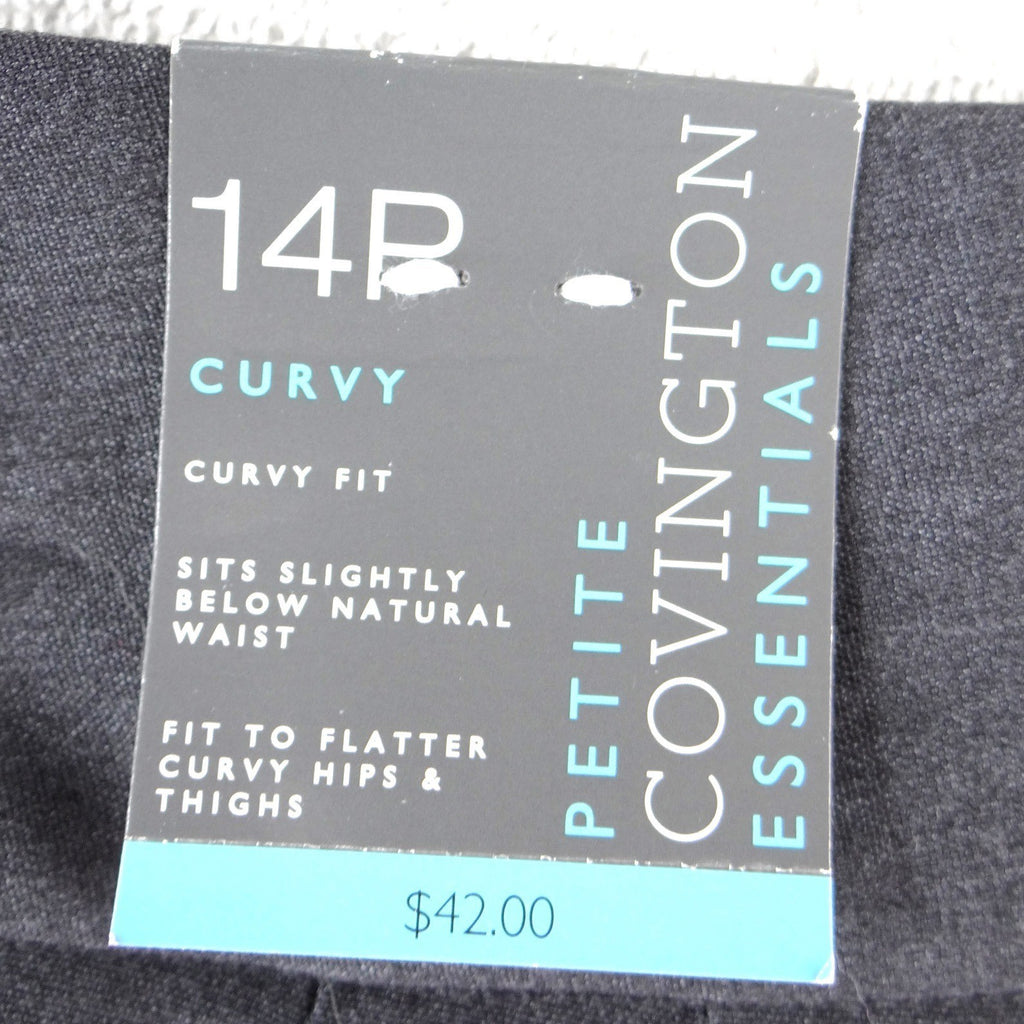 NWT Covington Essentials Petite Curvy Fit Wide Leg Dress Pants Gray 14P
