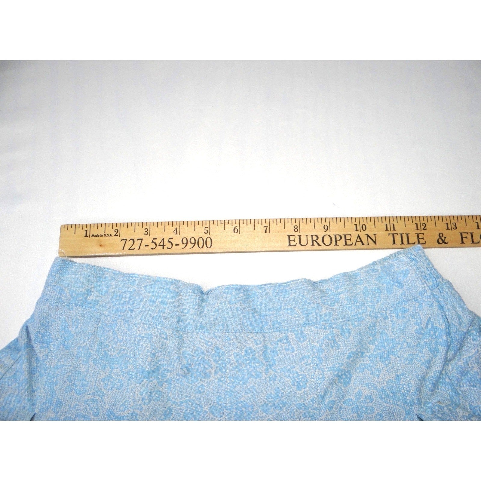 Vintage Pinot Noir Womens Light Blue Denim Floral Pleated Midi Skirt Size M