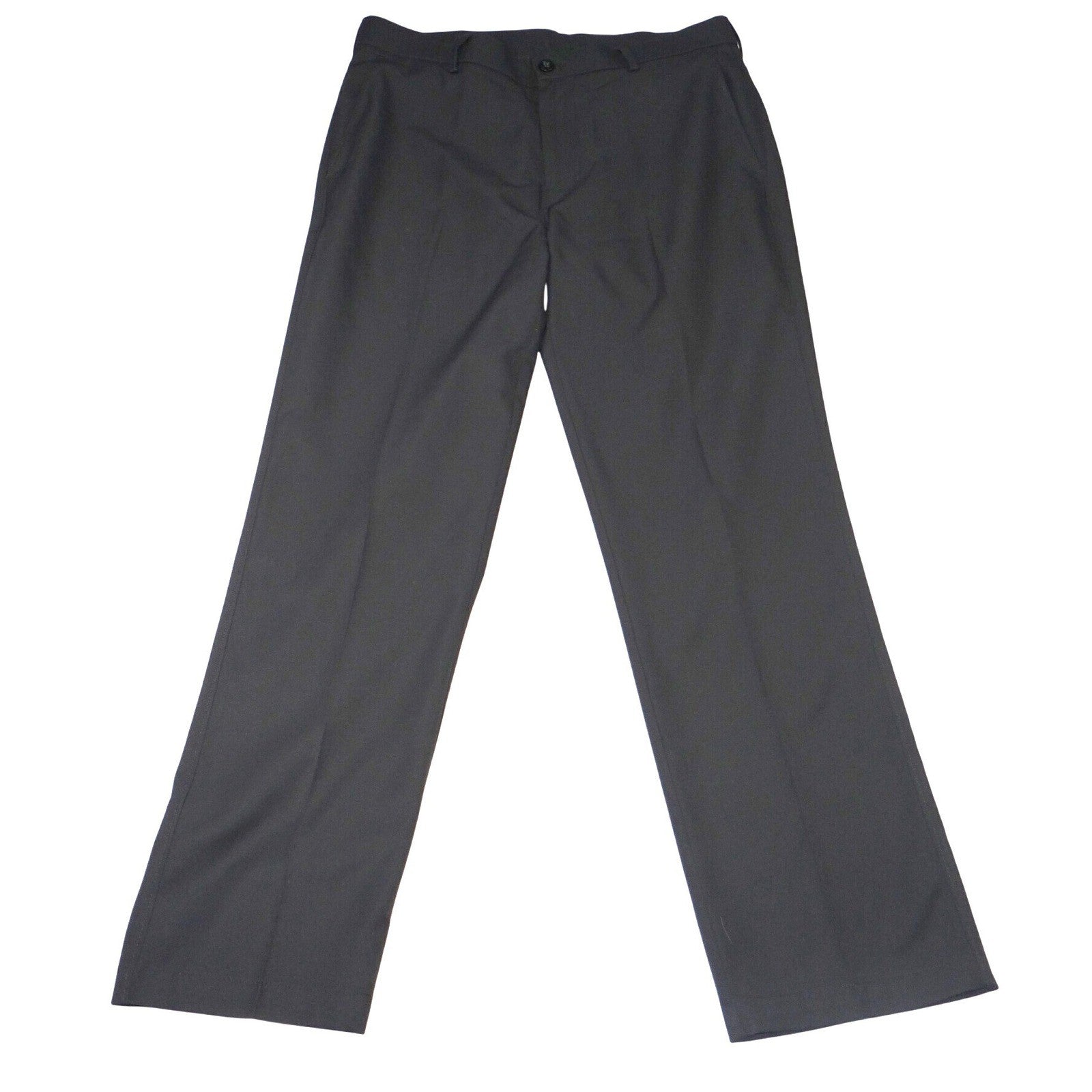 Haggar Mens Straight Fit Dress Pants Black 32x30 Polyester Flat Front Trousers