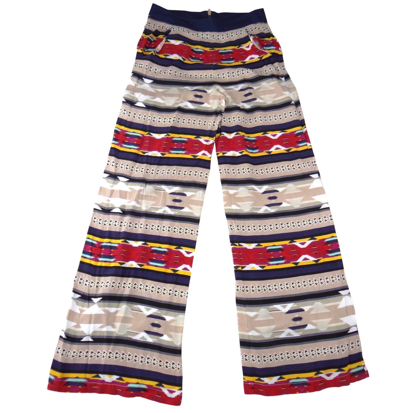 GB Womens Wide Leg Palazzo Pants Southwestern Geometric Print Multicolor Size M