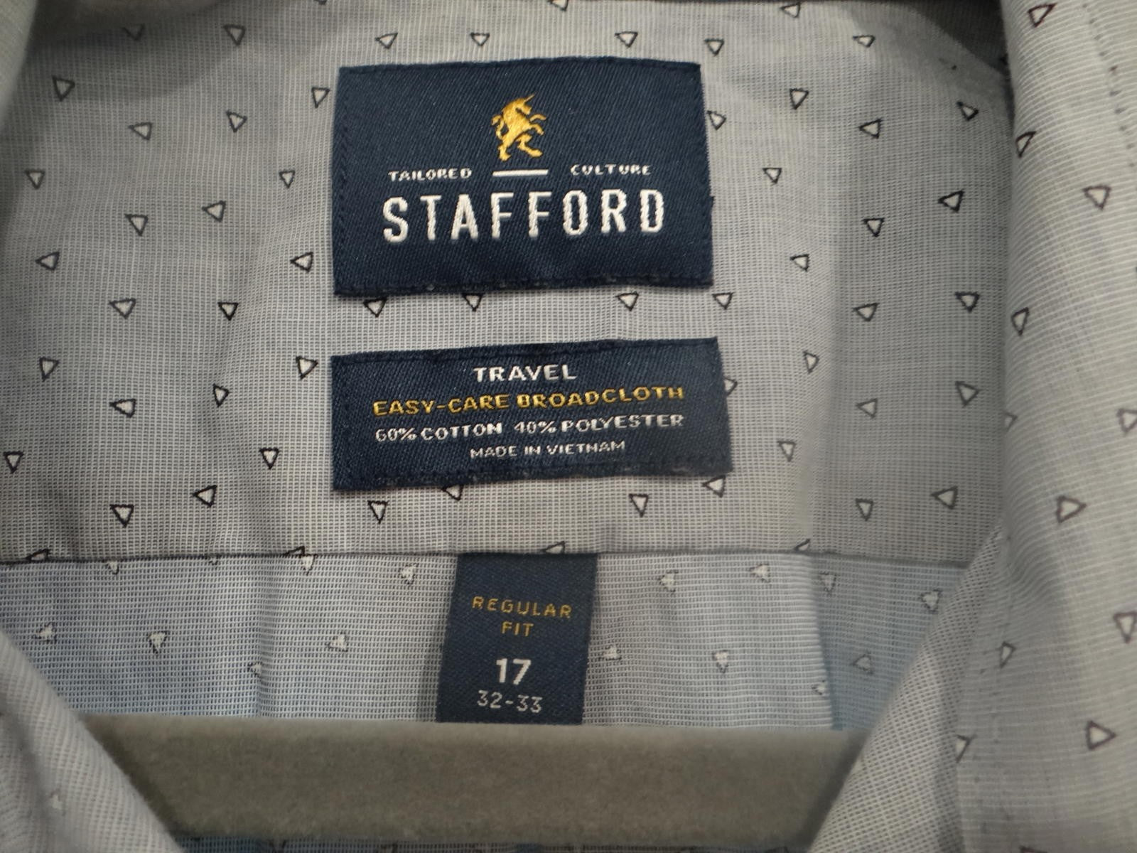 Stafford Men's Travel Shirt - Easy-Care Broadcloth - Size 17