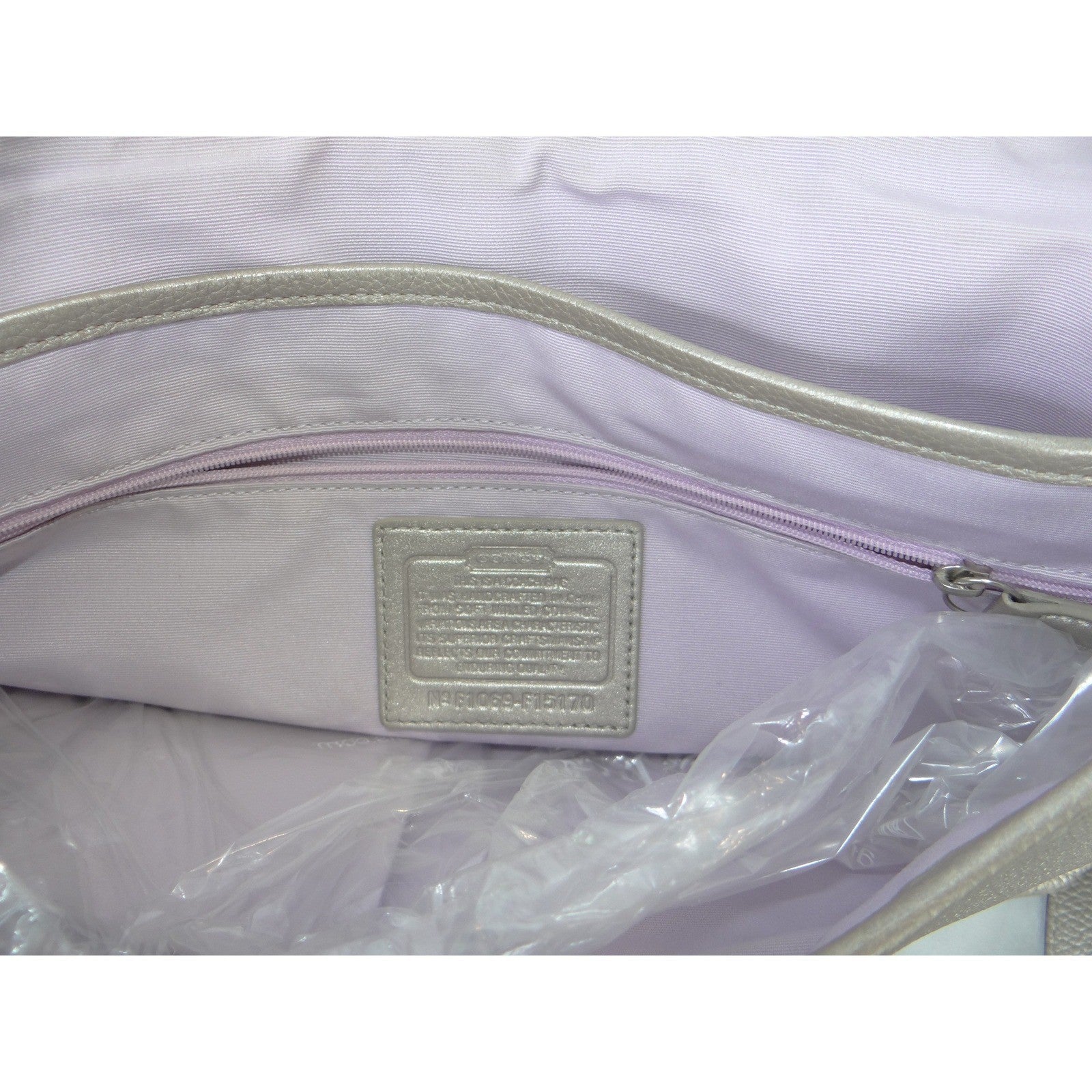 Coach Penelope Metallic Champagne Leather Shoulder Bag Turnlock F15170 Womens