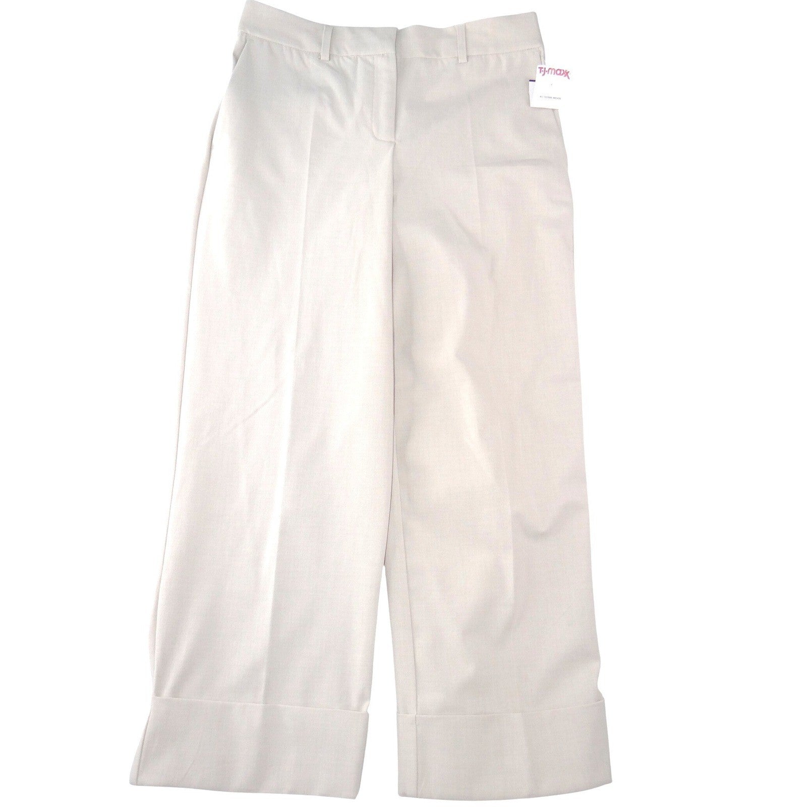 Rachel Zoe Womens Wide Leg Cuffed Trousers Beige High Rise Pants Size 2