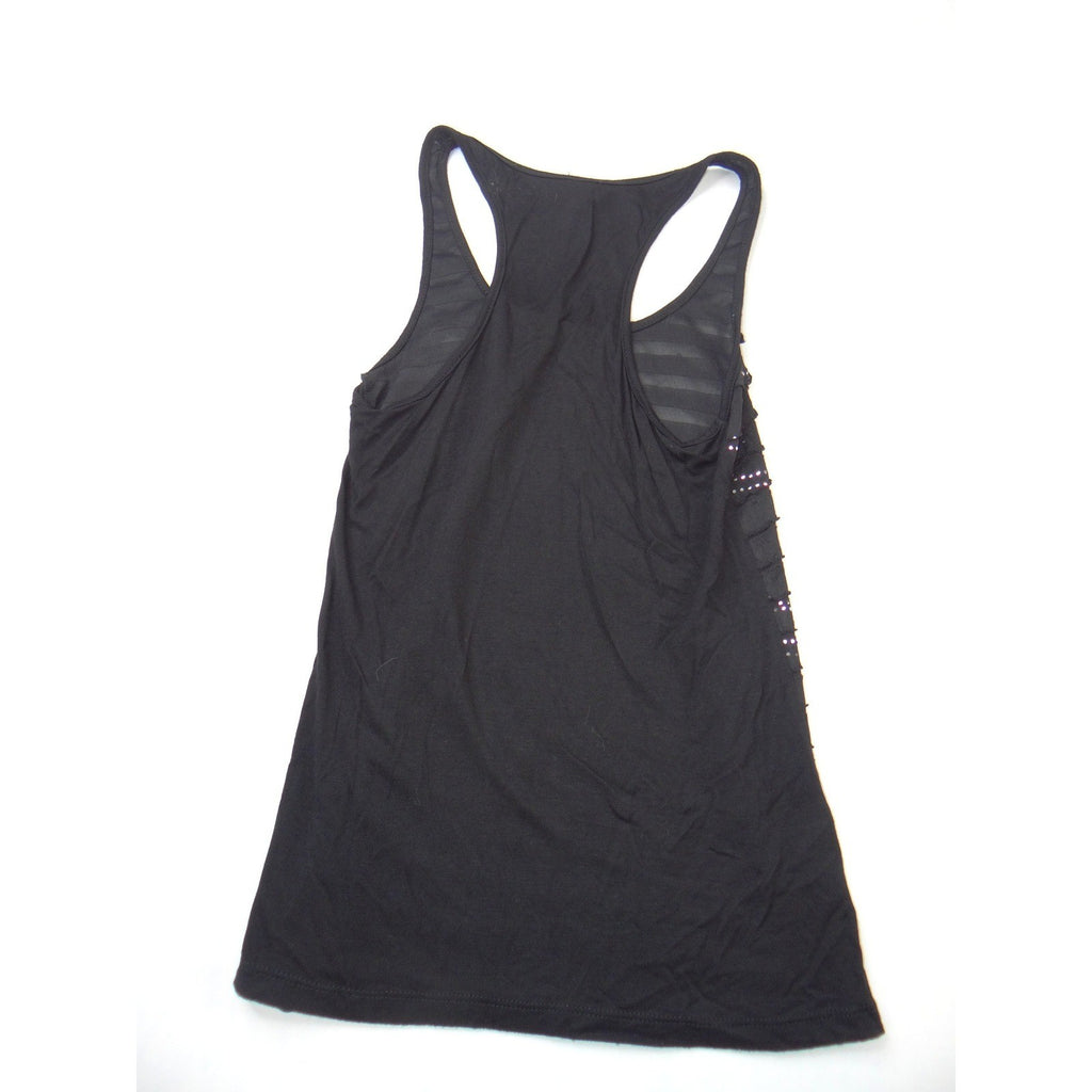 Y2K Candy Rain Womens Black Ruffle Sequin Racerback Tank Top Size L Slim Fit