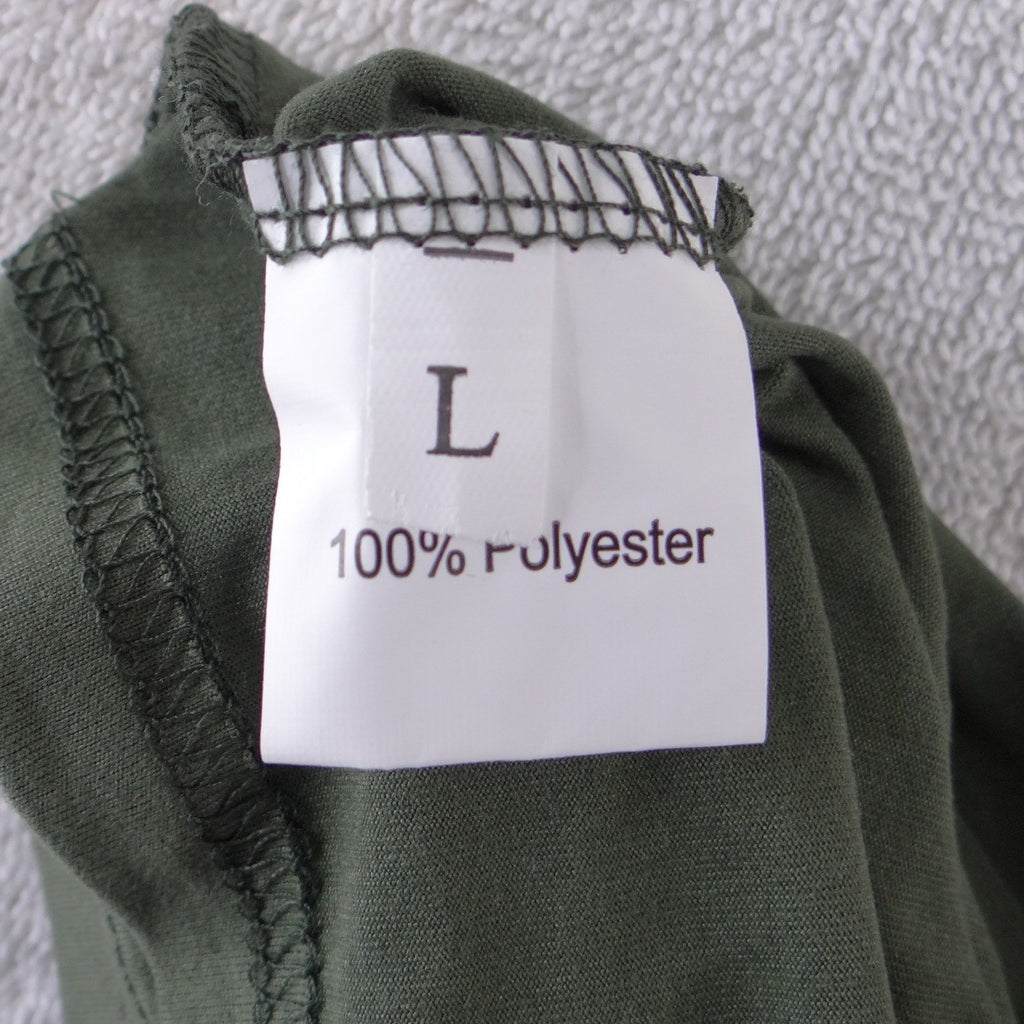 Womens Olive Green Short Sleeve Crew Neck Polyester Crop Top Tee Size Large
