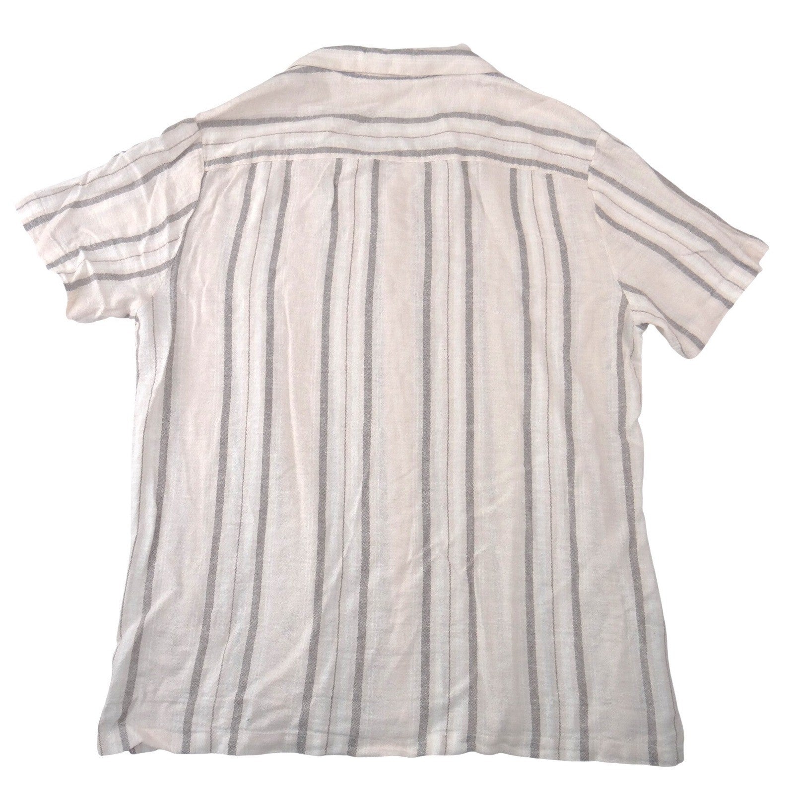 Porter & Ash Mens Large Linen Blend Striped Short Sleeve Button Up Shirt Cream